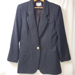 Vintage Hugo Buscati Milano Wool Cashmere Blend Blazer Women's Size 10 Charcoal